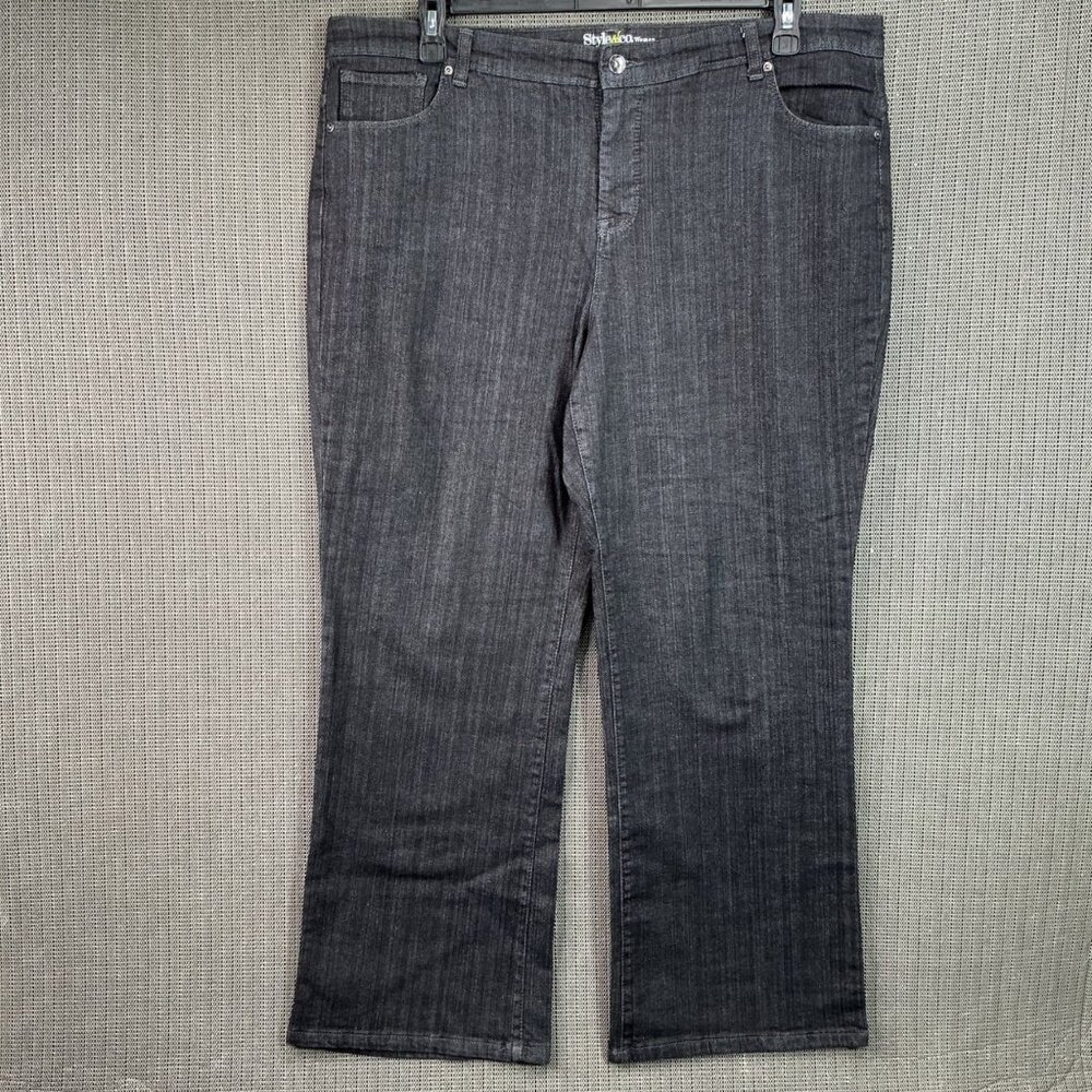 Style & Co. Womens Size 18WP Black Tummy Control Bootcut Stretch Denim Jeans